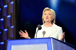 Hillary Clinton formally accepts the Democratic Party's nomination for President on the fourth night of the Democratic National Convention in Philadelphia, July 28, 2016. (Photo by A. Shaker/VOA CC BY 2.0)